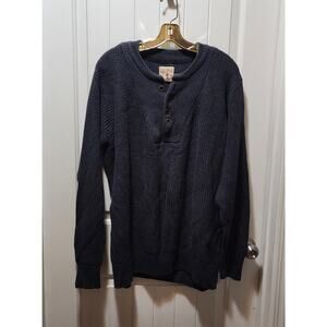 Redhead Heavyweight Chunky Knit Henley Sweater Men's XL Navy Blue